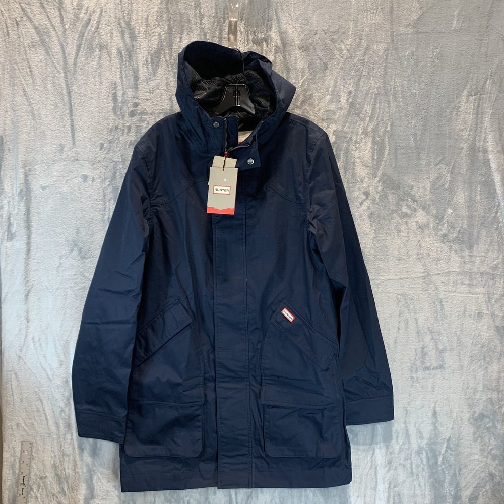 Hunter Men's Coat S Downing Navy Blue Night Sky Coated Cotton Hooded Rain Jacket